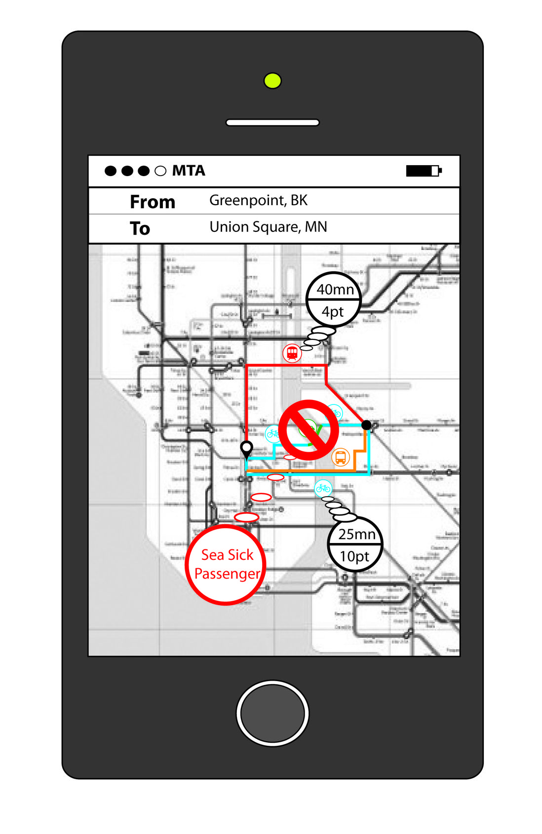 Infraflex, a proposed new transit app. (Greg Reaves, Steven Haardt,  Petra Kempf, and Ziyan Zeng)